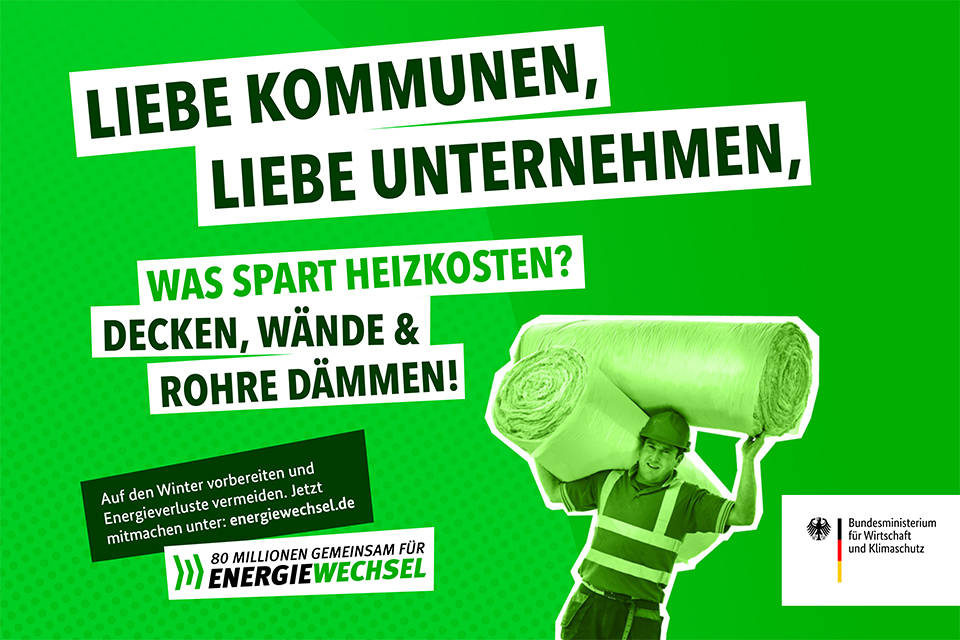 Energiesparaufruf per Plakatkampagne.<br>Bild: BMWK